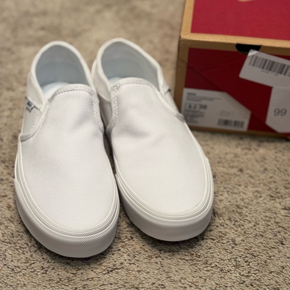 Vans Shoes - Vans White Slip-On Sneakers Size 8W